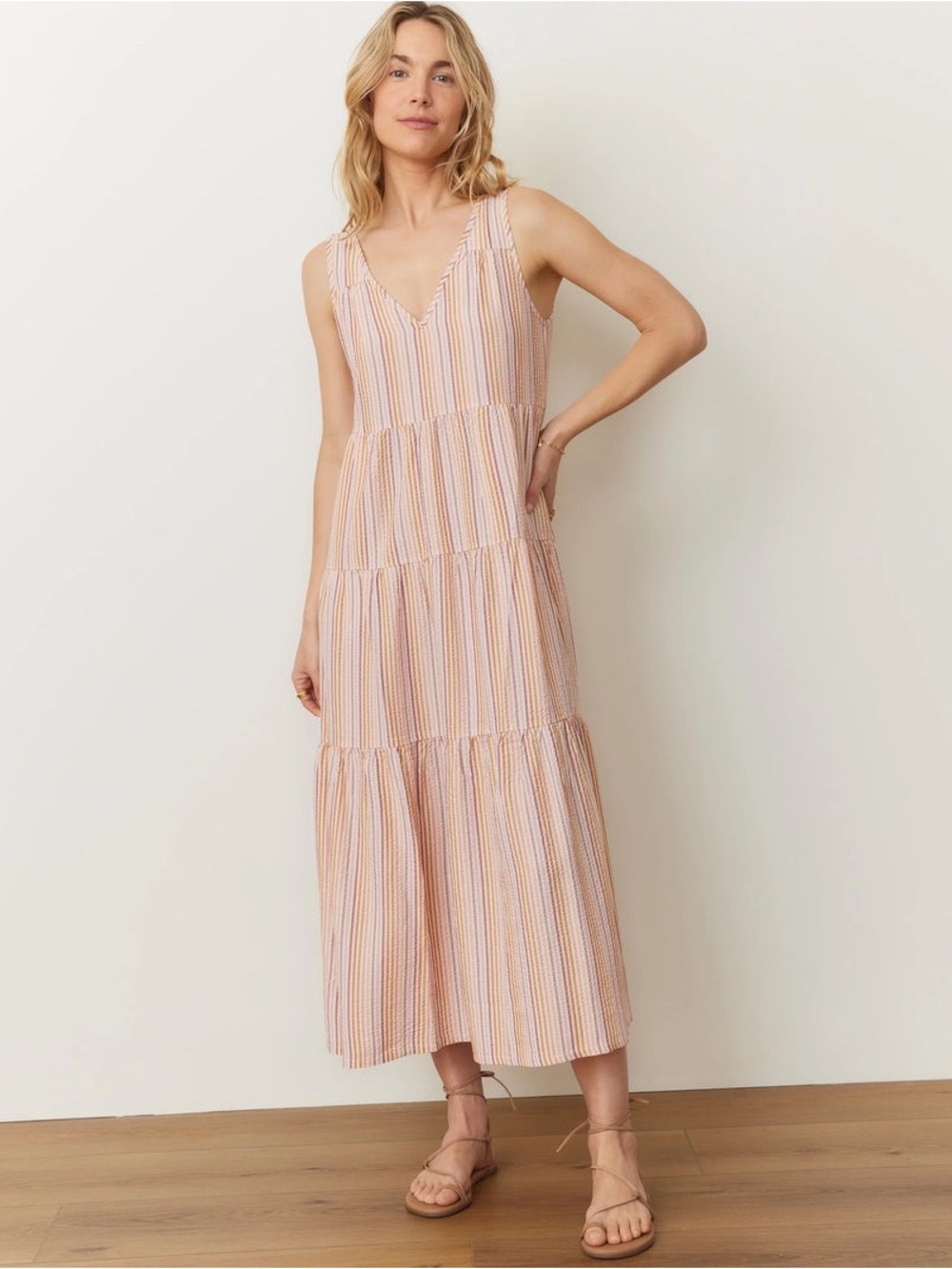 MARINE LAYER Corinne Stripe Sleeveless Maxi Dress Size L Coastal Chic Beach Boho - Picture 16 of 16